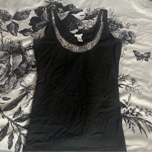 black tank with subtle sparkle neckline